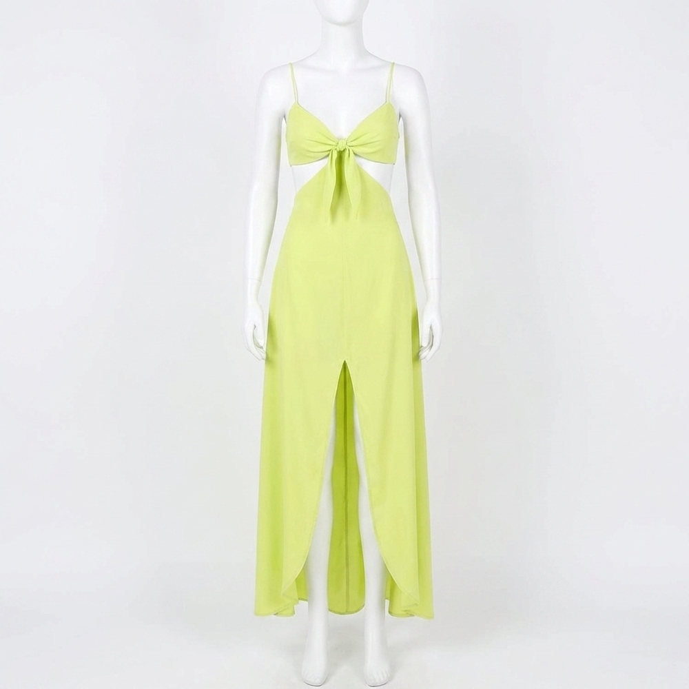 NEW FOR LOVE & LEMONS toni cut out maxi dress in lime green